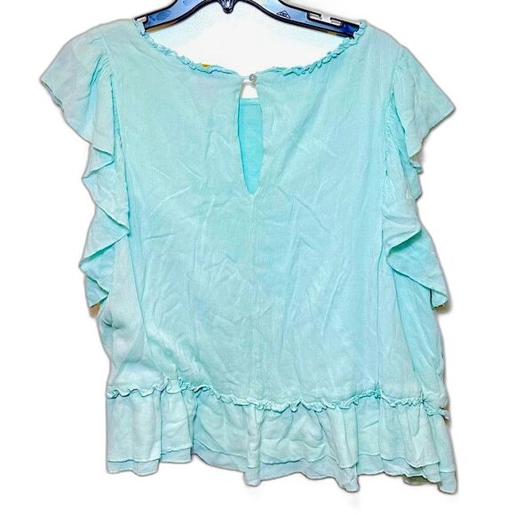 Catherine Malandrino Ruffled Short Sleeve Top Sz XL - Picture 2 of 2